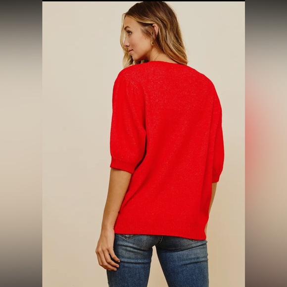 Boho Puff Sleeve Cropped Sweater - Picture 4 of 5